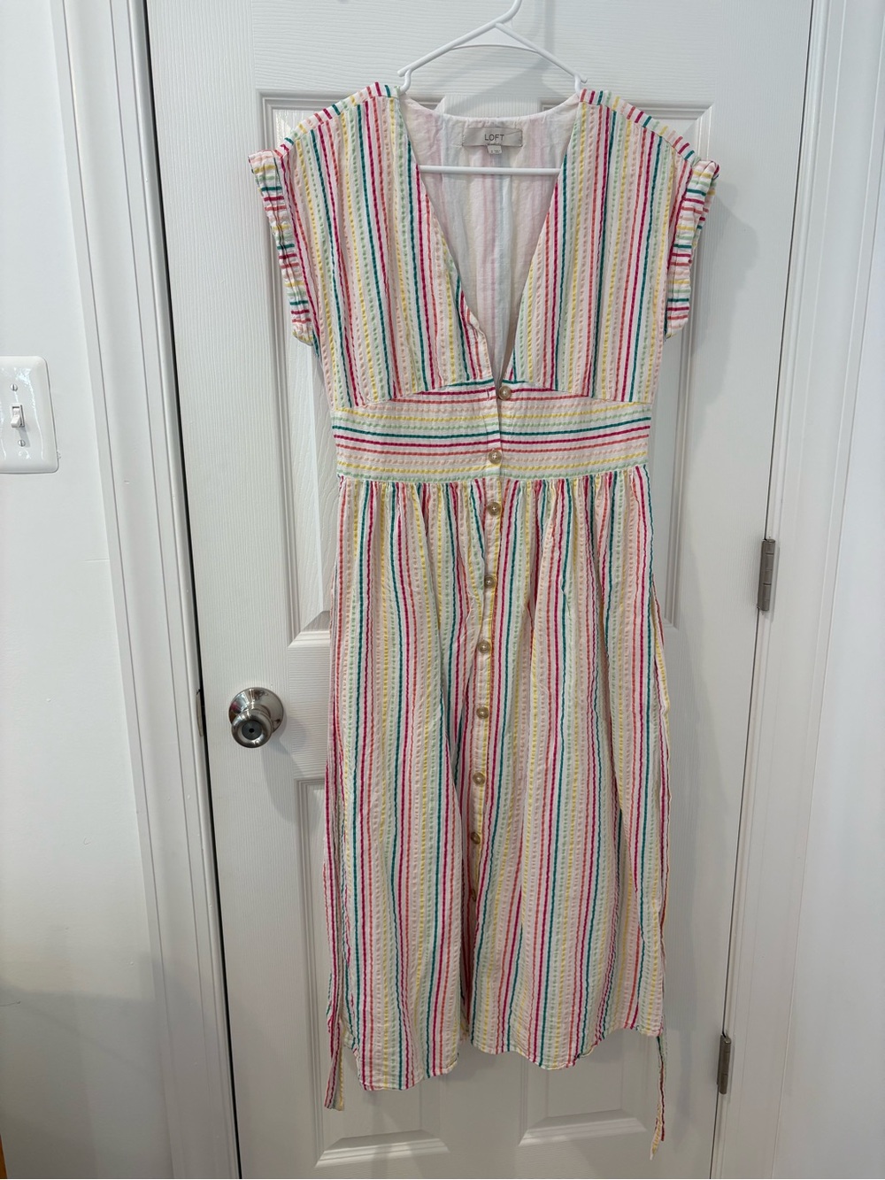 LOFT Multicolor Striped Vintage Cottagecore Dress